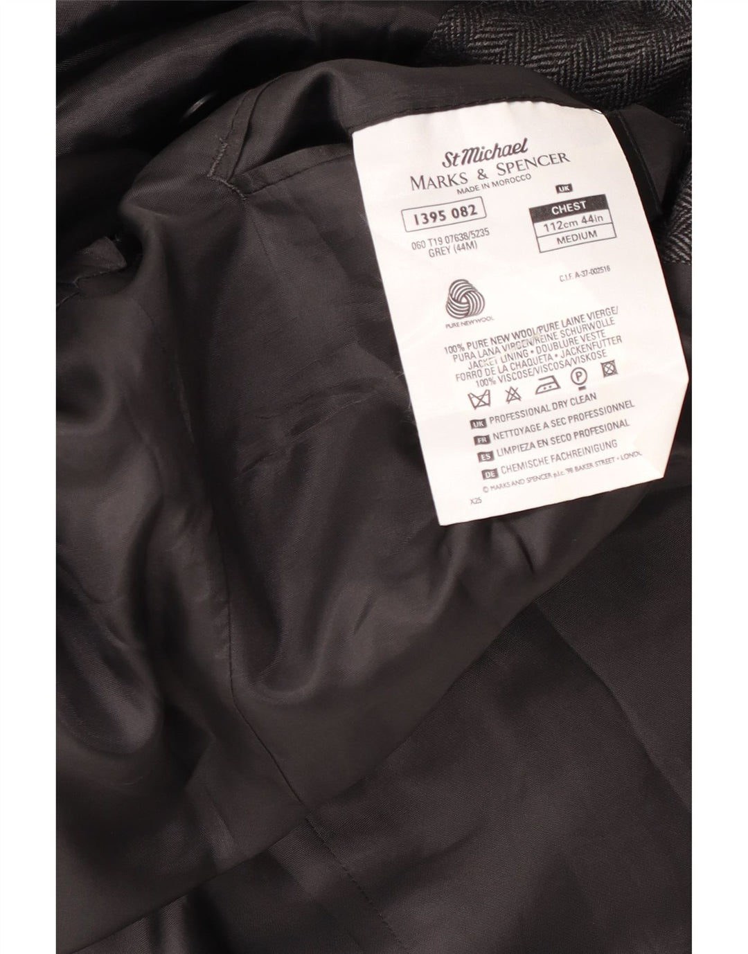 Marks & Spencer Veste blazer à 2 boutons pour homme UK 44 XL en laine à fines rayures gris