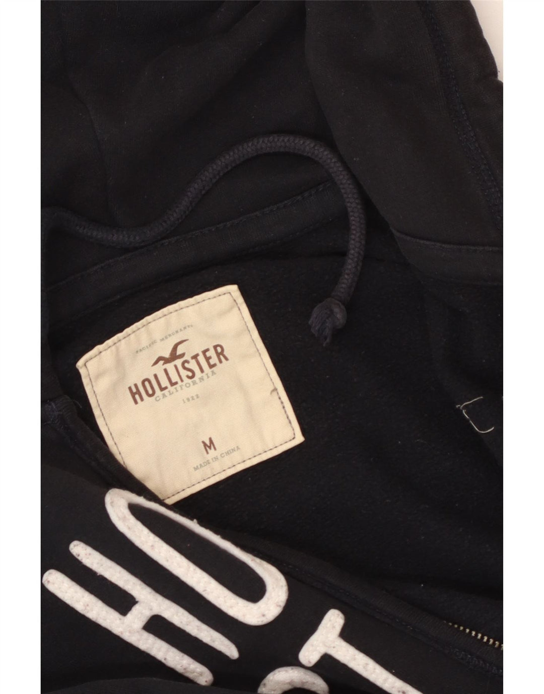HOLLISTER Pull à capuche zippé graphique pour femme UK 12 Noir moyen