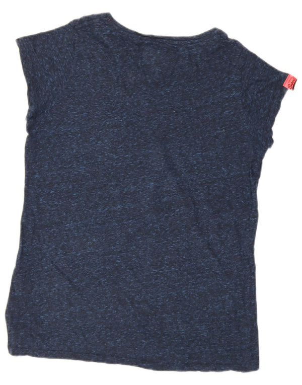 Superdry T-shirt graphique pour femme UK 10 Small Bleu marine Coton