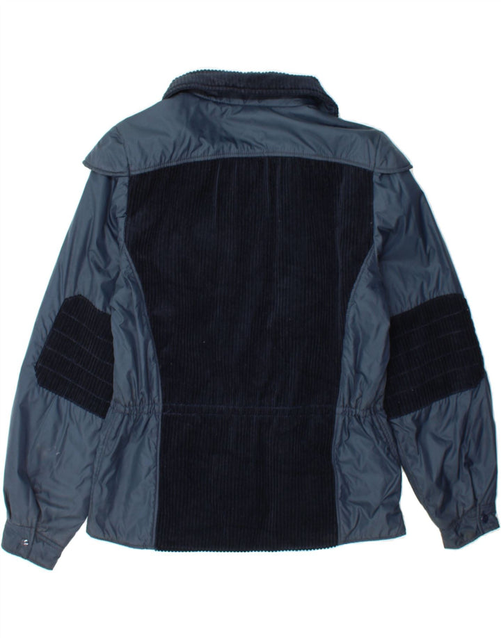 VINTAGE Womens Rain Jacket IT 50 XL Navy Blue Colourblock Cotton Vintage Vintage and Second-Hand Vintage from Messina Hembry 