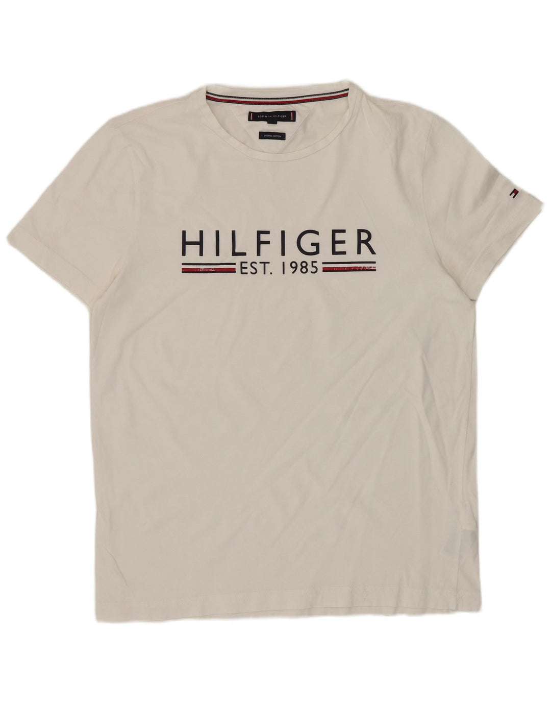TOMMY HILFIGER T-Shirt Graphique Homme Blanc Moyen Coton