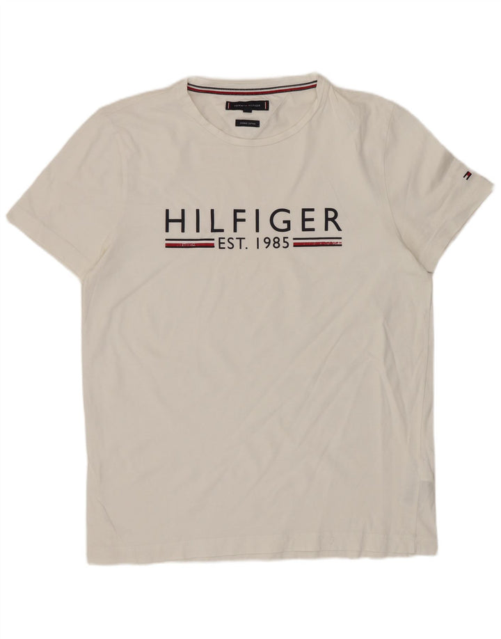 TOMMY HILFIGER T-Shirt Graphique Homme Blanc Moyen Coton