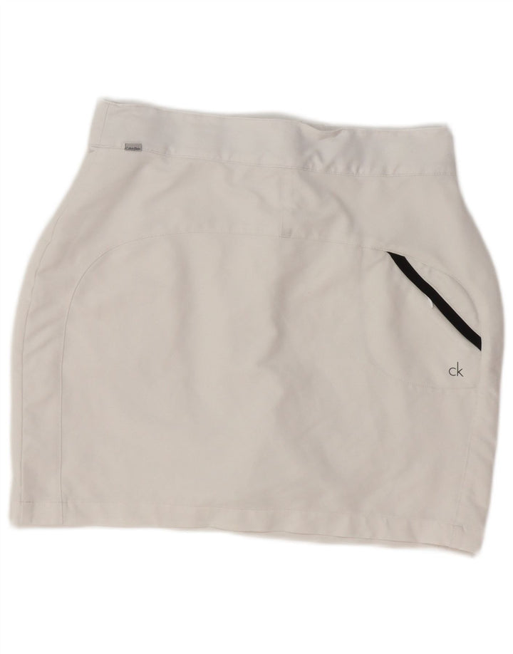 Calvin Klein Mini jupe femme UK 10 Small W28 Blanc Polyester