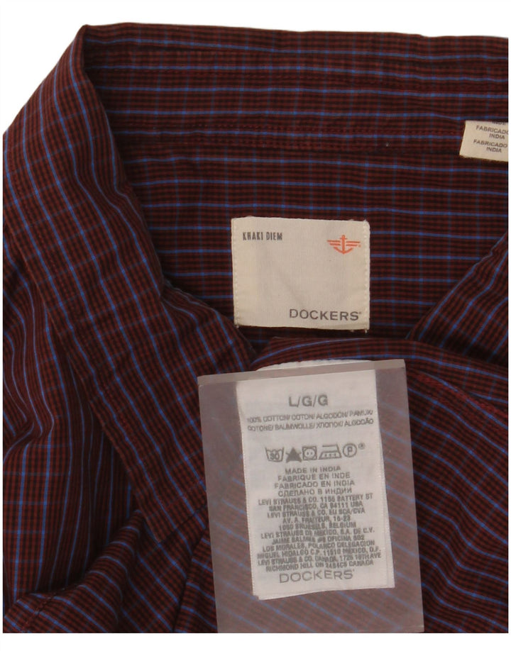 Dockers Chemise Homme Grand Carreau Bordeaux Coton