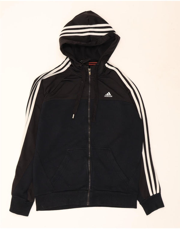 Adidas Pull à capuche zippé pour homme Petit coton color block bleu marine