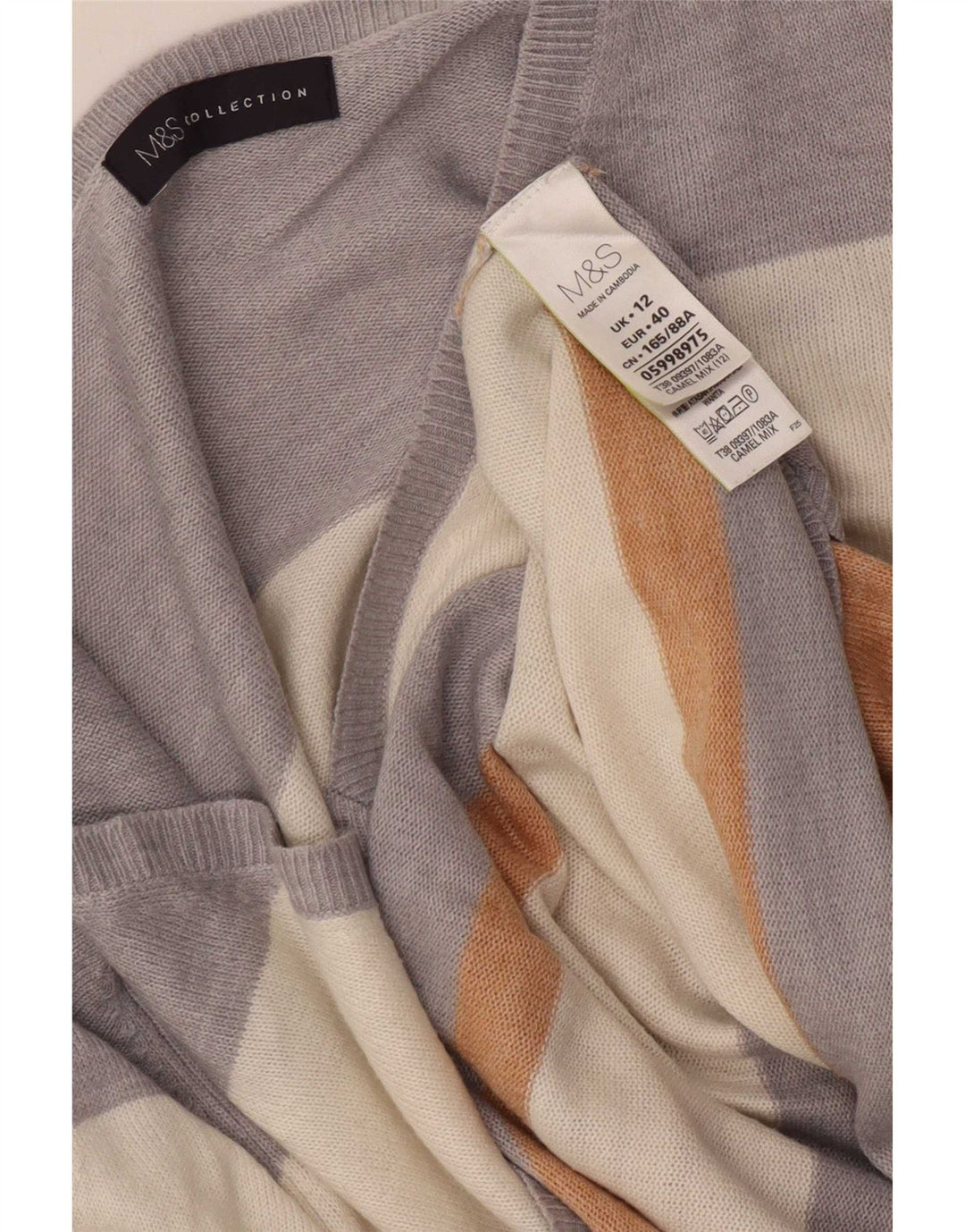 Marks & Spencer Pull col V pour femme UK 12 Medium Multicolore