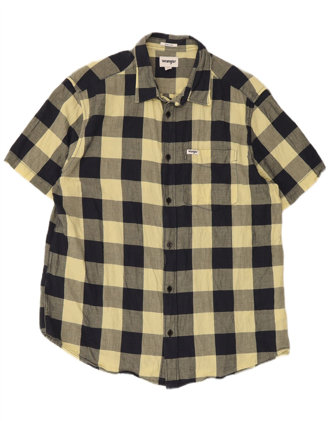 Wrangler Chemise à manches courtes pour homme Coupe régulière Grand coton vichy jaune