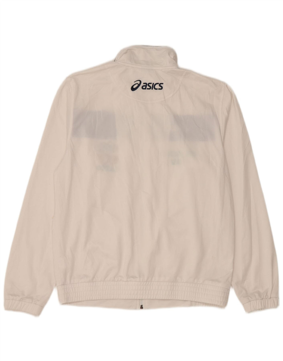 ASICS Veste de survêtement graphique pour homme en polyester color block blanc moyen