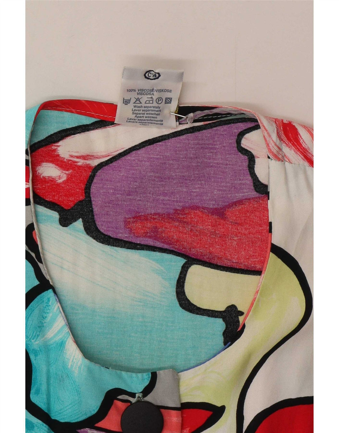C&A Chemisier à motif abstrait pour femme UK 16 Large Multicolore