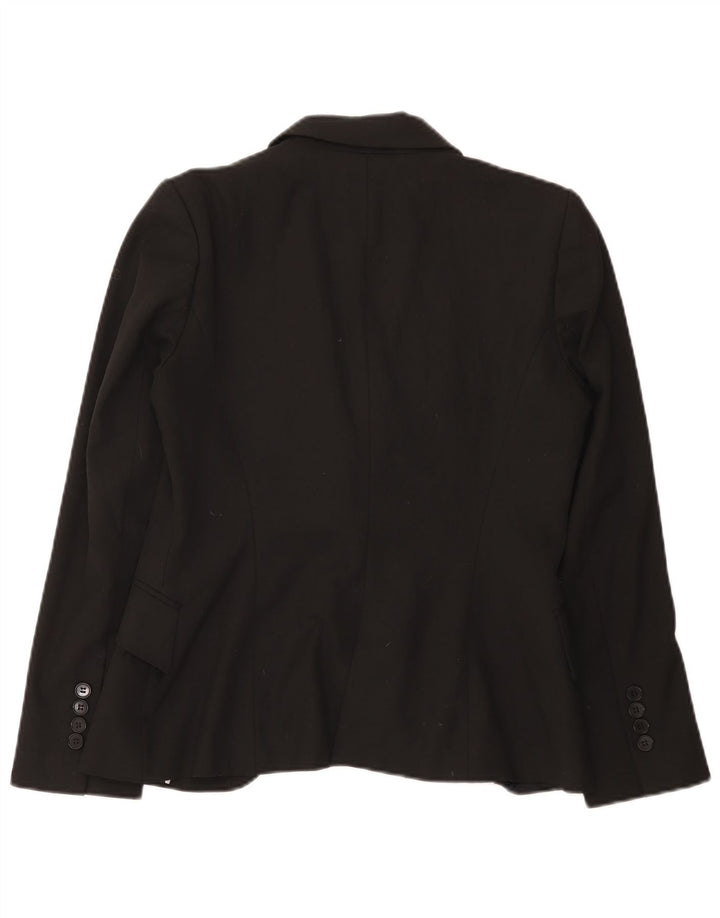 Zara Femme 1 Bouton Blazer Veste EU 40 Moyen Noir Polyester