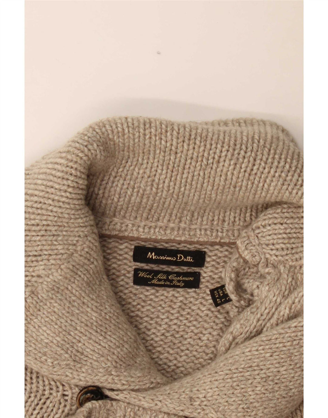 Massimo Dutti Cardigan Homme Pull Large Beige Laine