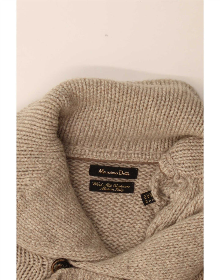 Massimo Dutti Cardigan Homme Pull Large Beige Laine