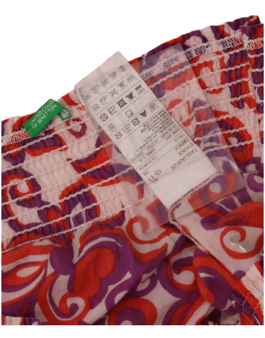 BENETTON Haut à épaules dénudées pour fille 10-11 ans XL Coton fleuri multicolore