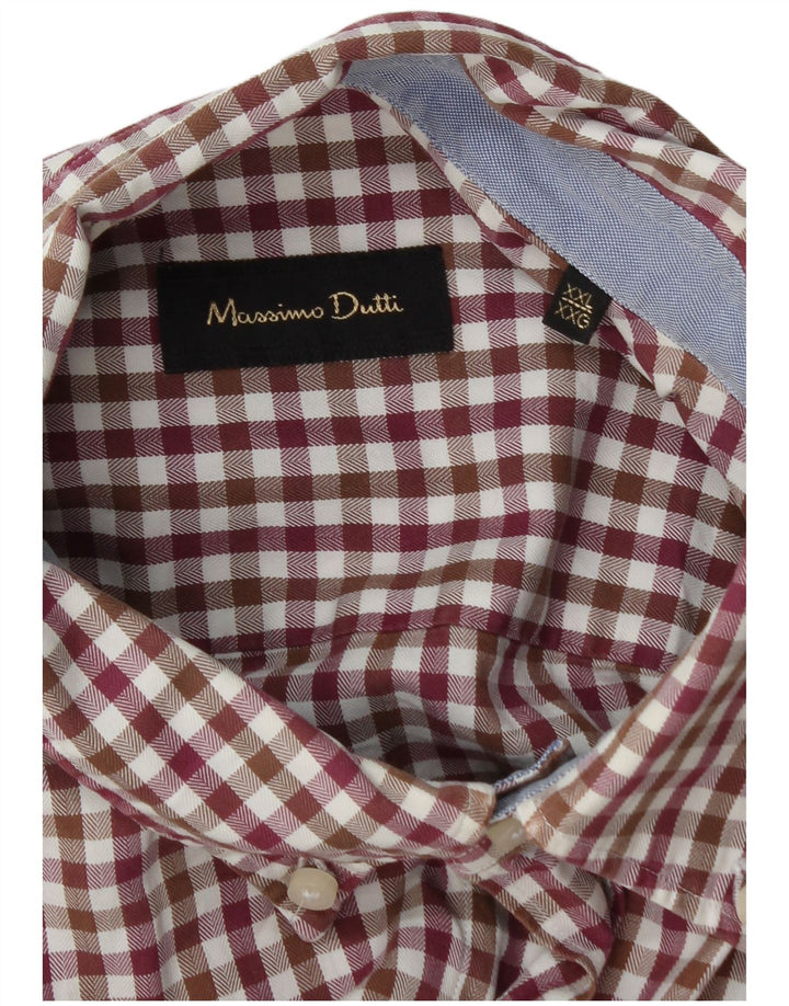 Massimo Dutti Chemise en flanelle pour homme 2XL Vichy bordeaux