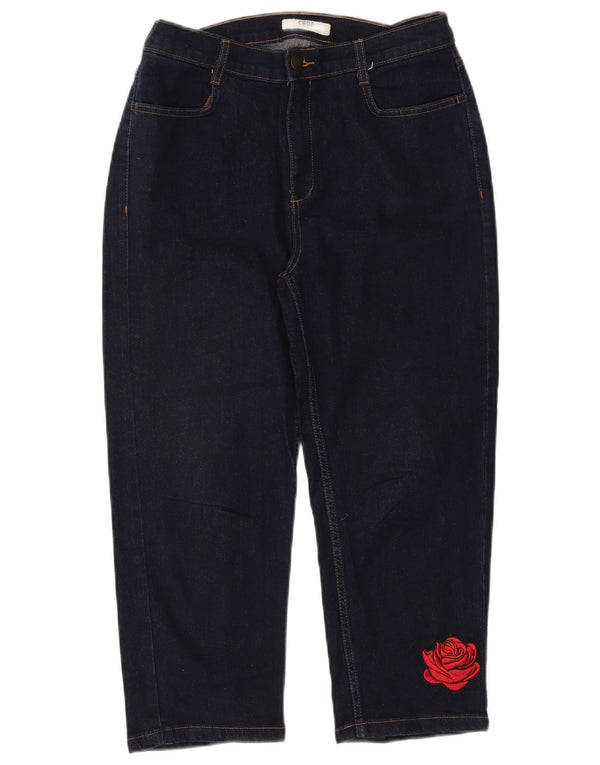 Marks & Spencer Jean court graphique pour femme UK 14 Large W32 L22 Bleu marine
