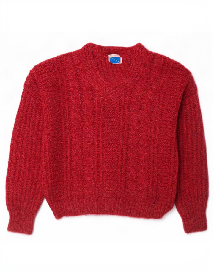 Giovanni Pull col V pour homme en laine mouchetée bordeaux moyen