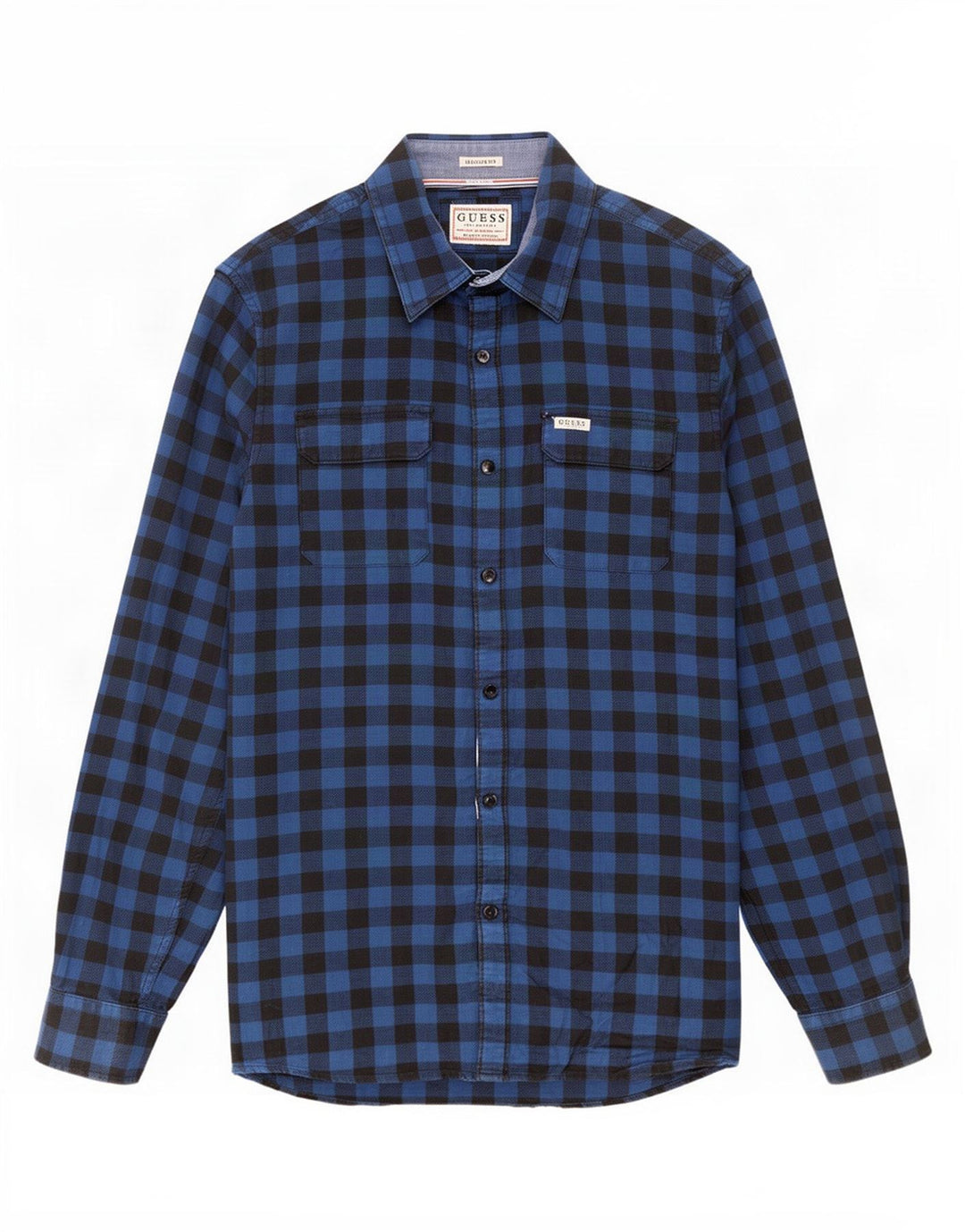 Guess Chemise Regular Fit Homme Petit Vichy Bleu