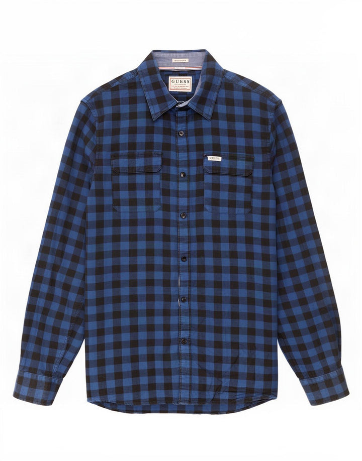 Guess Chemise Regular Fit Homme Petit Vichy Bleu