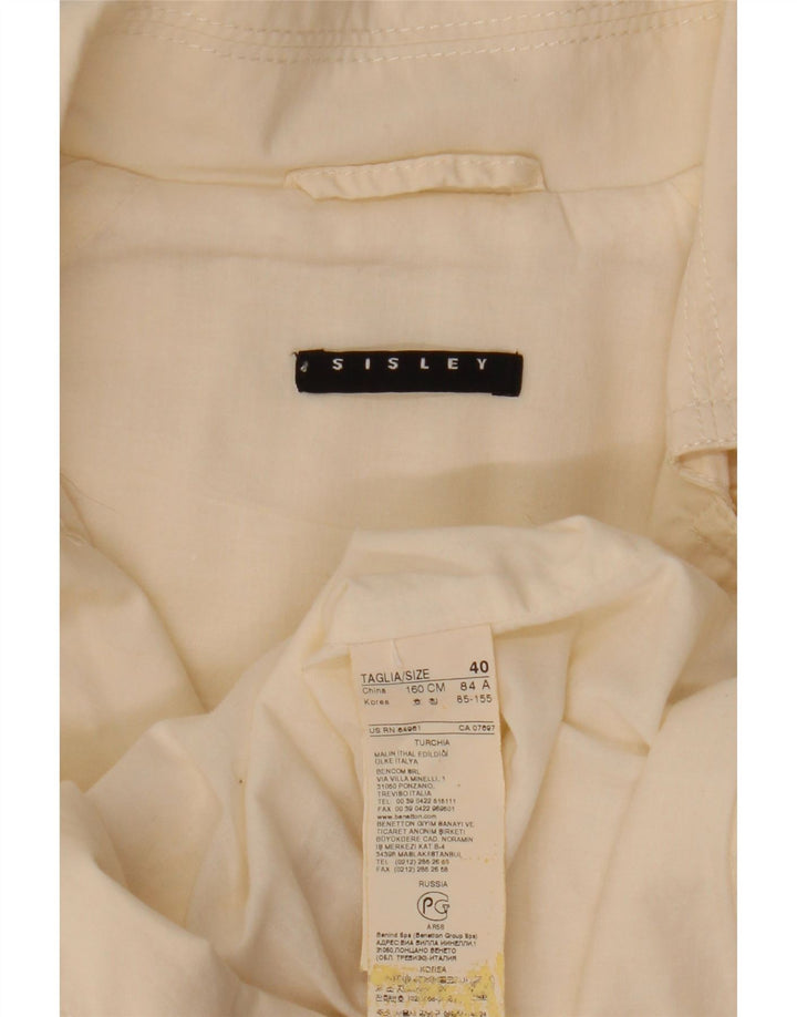 Sisley Caban IT 40 Petit Coton Blanc Cassé Femme