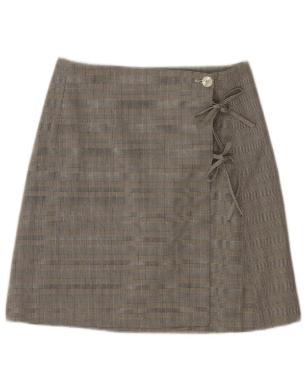 I Gabbiani Jupe portefeuille pour femme UK 34 XS W26 Viscose à carreaux gris