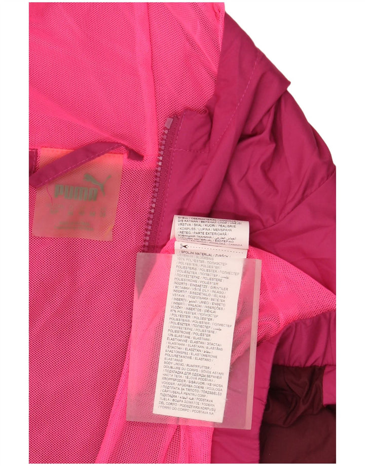 PUMA Veste de pluie à capuche surdimensionnée pour femme UK 10 Small Rose Colourblock