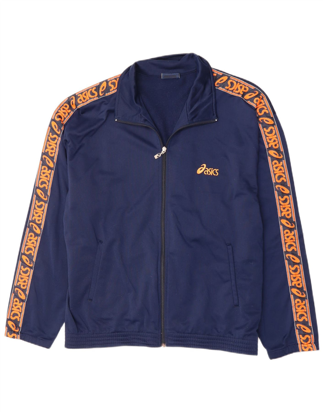 Asics Veste de survêtement graphique pour homme XL Bleu marine Polyester