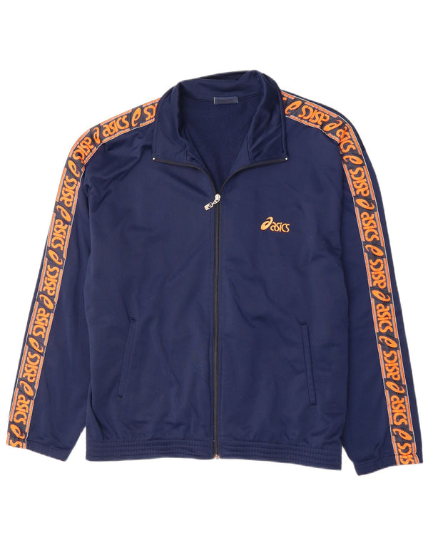 Asics Veste de survêtement graphique pour homme XL Bleu marine Polyester