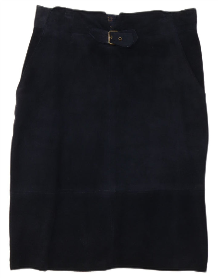 jupe droite en daim femme vintage W30 bleu marine moyen