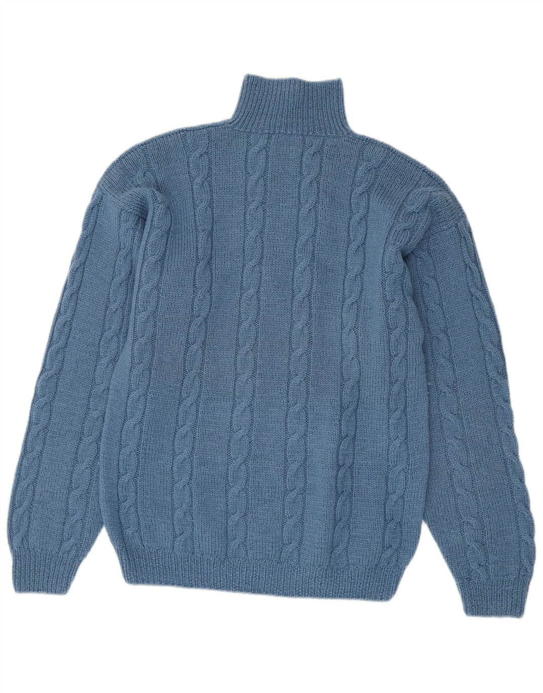 vintage Mens Turtle Neck Jumper Pull Bleu Moyen