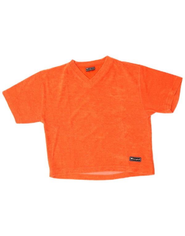 Champion T-shirt en velours pour femme UK 16 Large Orange Polyester