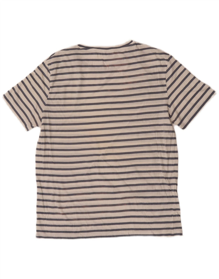 COS T-Shirt Homme Haut Large Blanc Rayé Coton