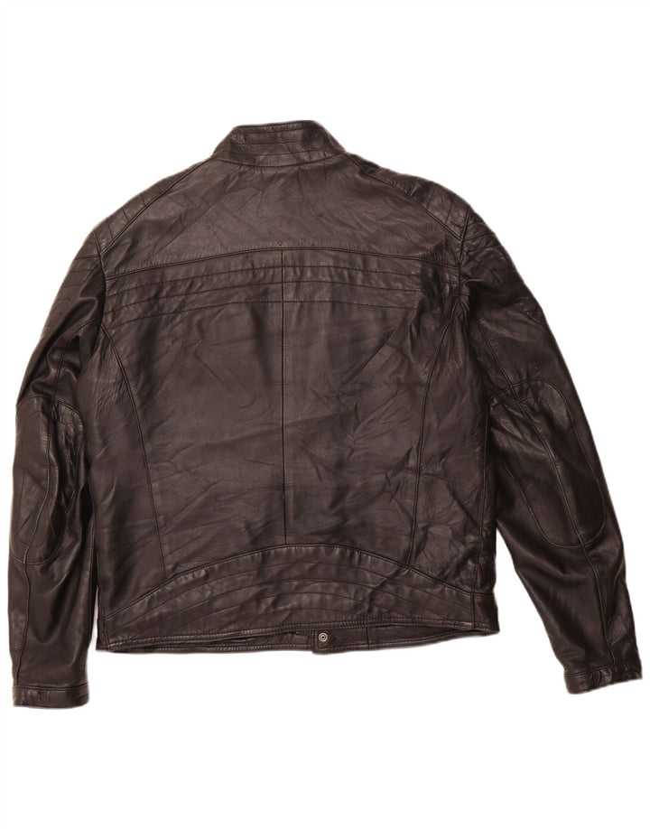 VINTAGE Veste de course en cuir pour homme IT 54 2XL Cuir noir