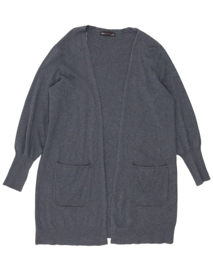 Marks & Spencer Pull cardigan ouvert long pour femme UK 14 Large Bleu
