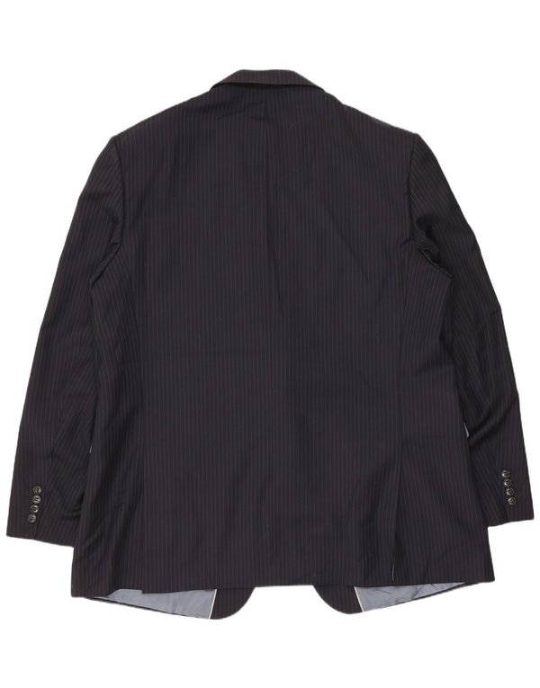 Marks & Spencer Veste blazer longue pour homme UK 48 2XL Bleu marine à fines rayures