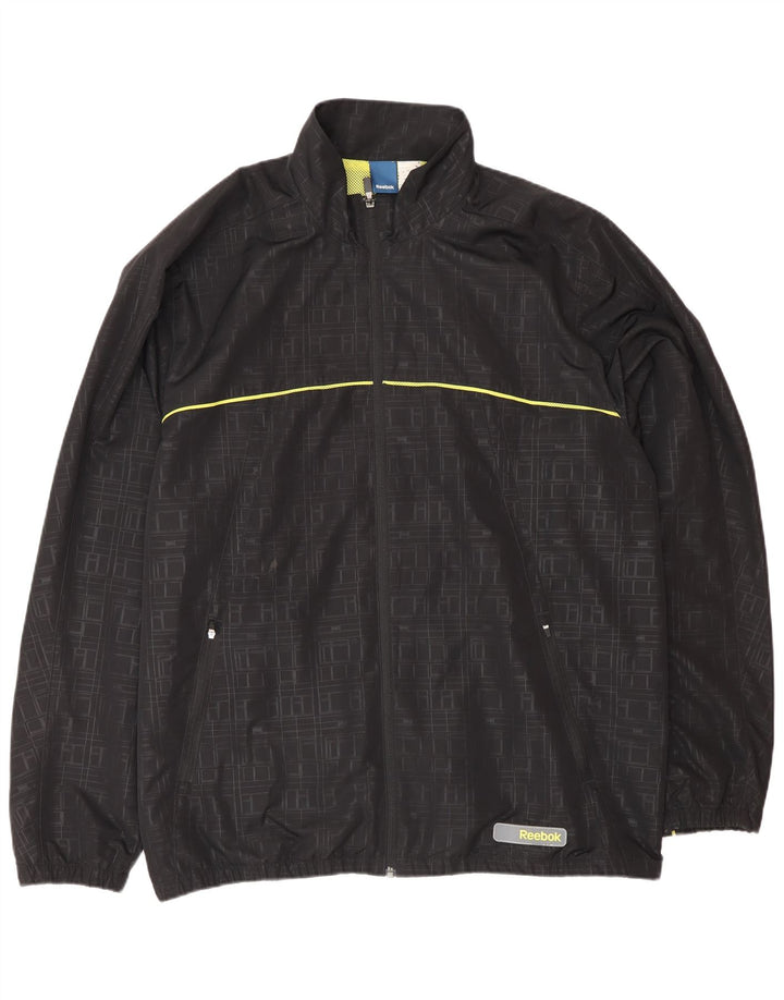 Reebok Veste de Pluie Homme UK 42 XL Noir Géométrique Polyester