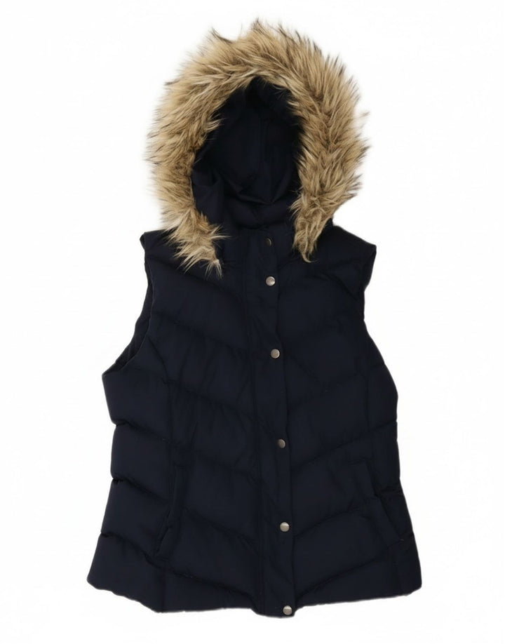 Gap Gilet rembourré à capuche pour femme UK 14 Medium Bleu marine Polyester