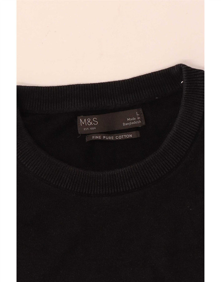 Marks & Spencer Pull à col rond pour homme en coton noir Taille L