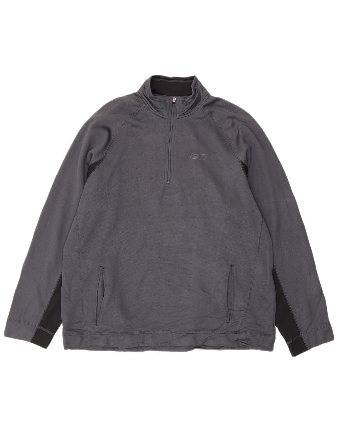 Reebok Sweat-shirt à col zippé pour homme 2XL Gris Colorblock Polyester