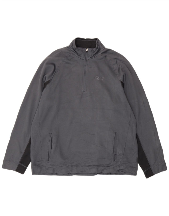 Reebok Sweat-shirt à col zippé pour homme 2XL Gris Colorblock Polyester