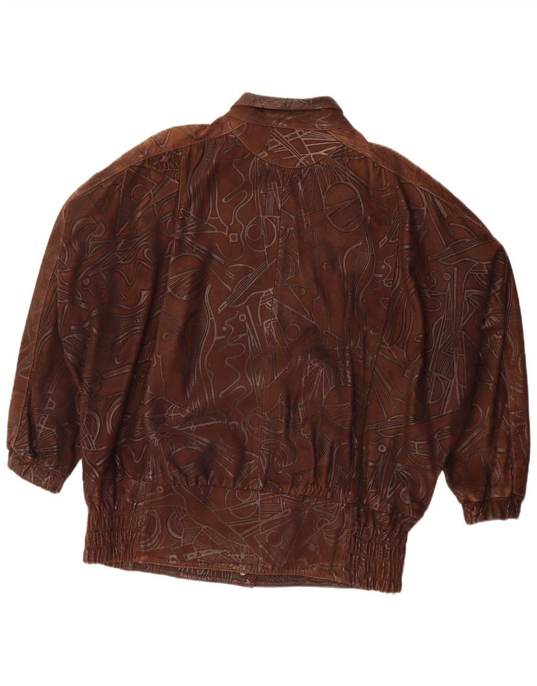 vintage Femme Motif Abstrait Veste Surdimensionnée EU 38 Brun Moyen