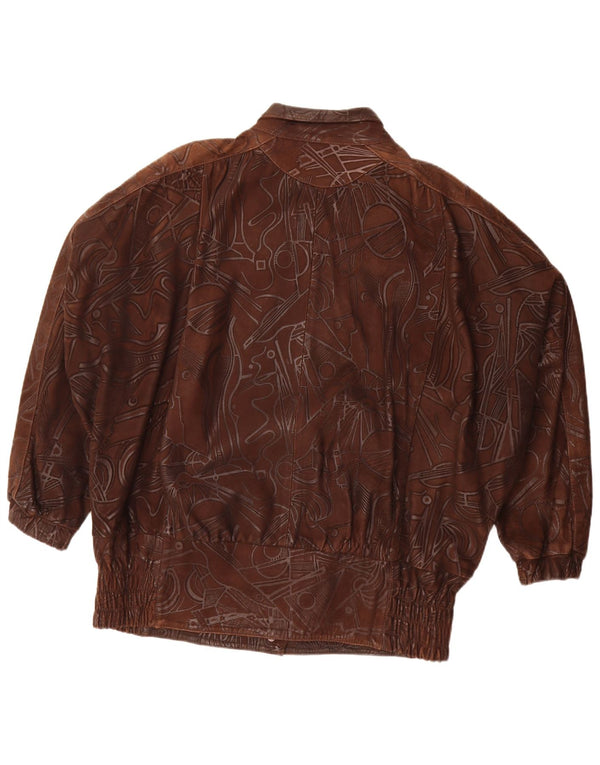 Vintage Womens Abstract Pattern Oversized Jacket EU 38 Medium Brown