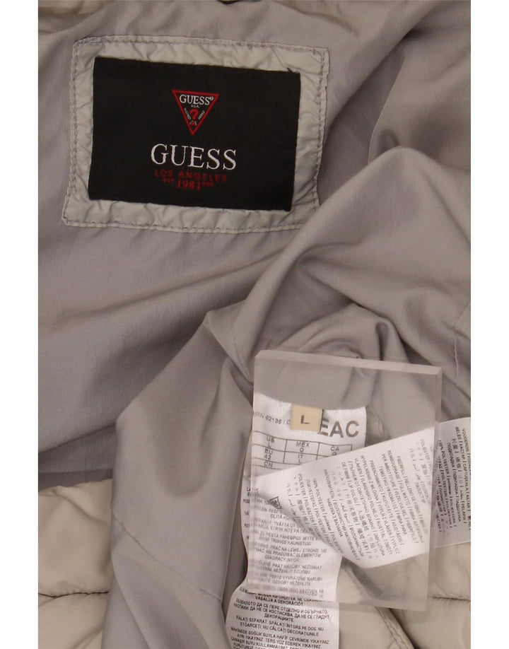 GUESS Veste matelassée pour femme UK 16 Large Beige Polyester