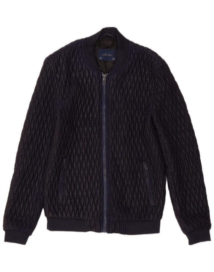 Zara Veste matelassée Bomber pour homme UK 38 Bleu marine moyen Polyester