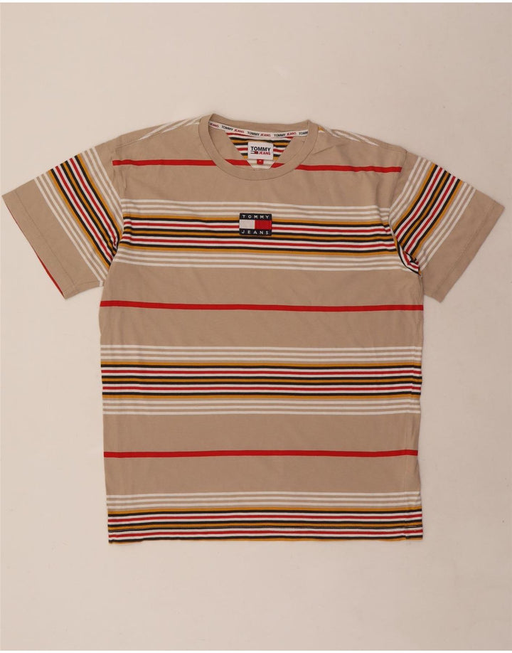 Tommy Hilfiger T-Shirt Homme Coton Rayé Beige Moyen