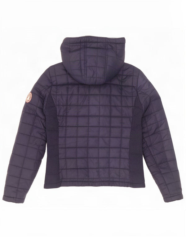 Superdry Veste matelassée à capuche pour femme UK 12 Bleu marine moyen Polyester