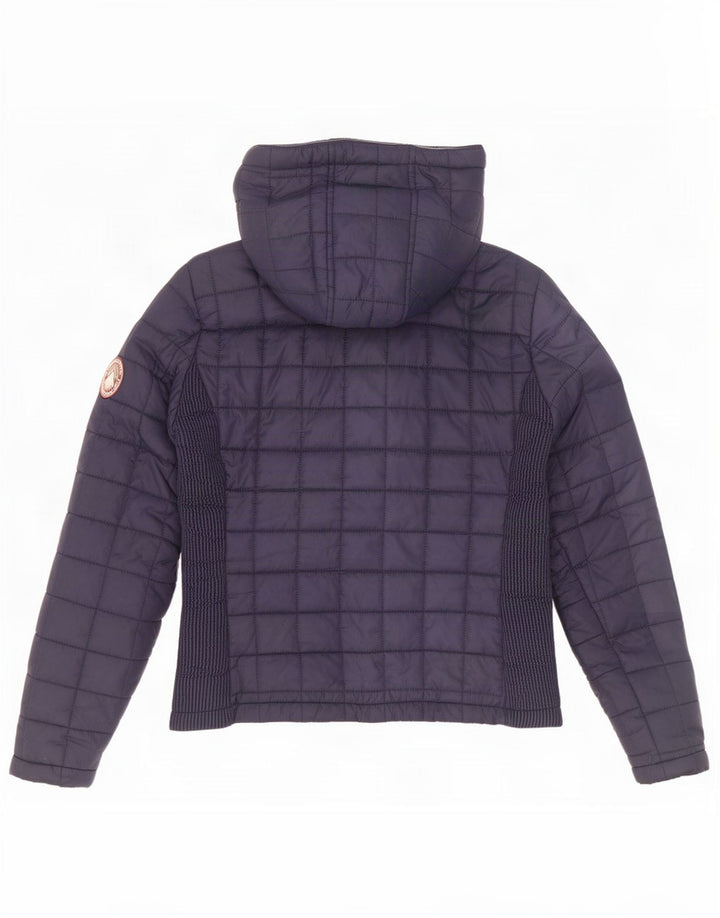 Superdry Veste matelassée à capuche pour femme UK 12 Bleu marine moyen Polyester