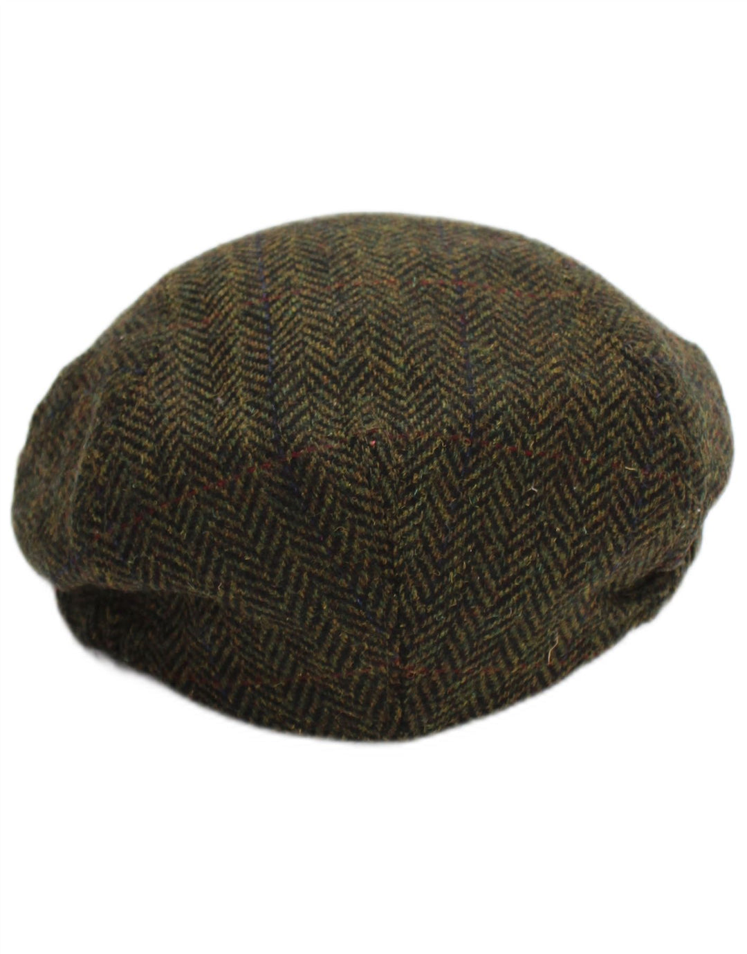 Mucros Weavers Casquette plate pour homme en laine à chevrons kaki moyen classique
