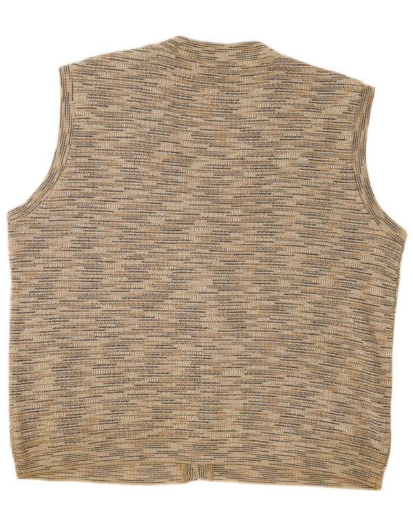 Mapier Pull Cardigan sans Manches Homme Beige Moyen Moucheté Coton