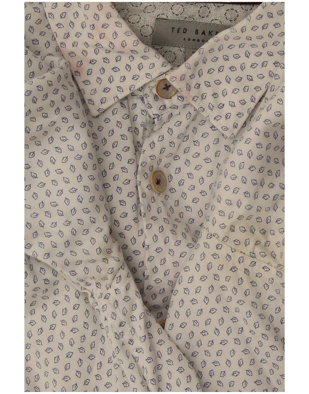 Ted Baker Chemise à motif abstrait pour homme Taille 3 Medium Off White Coton
