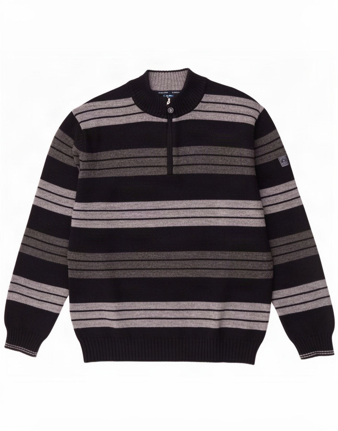 Il Granchio Pull Col Zippé Homme Large Bleu Marine Rayé